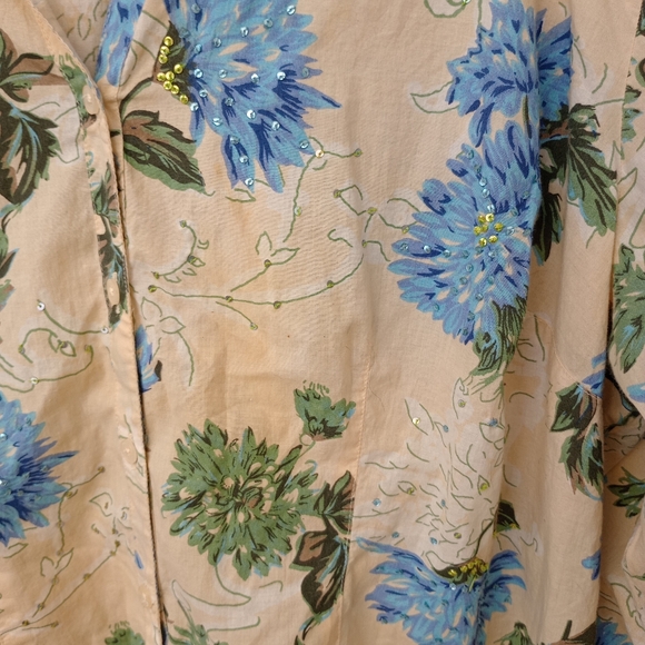 Liz & Me Floral Button Up Shirt Spring Summer Casual Cottagecore 3/4 Sleeve 1X - Picture 6 of 13